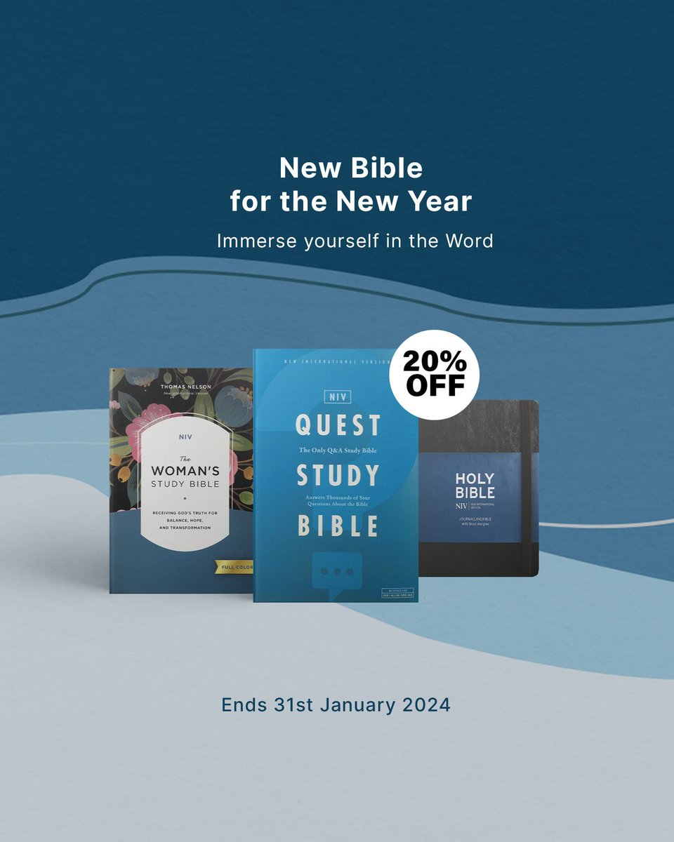 ☀️ Summer Essentials ☀️

New Year ➕ New Bible 

Take your faith higher and relationship deeper with a new Bible in 2024.

Study, read, journal on fresh pages with 20% OFF our best-selling Bibles, including
✍️ Quest Study Bible
✍️ Women's Study Bible
buff.ly/48Kmhcu