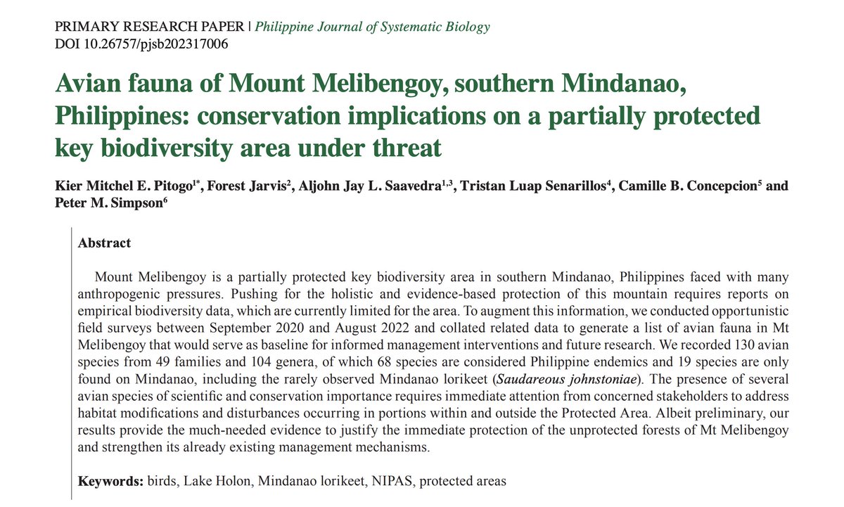 #BiodiversityPH: Pleased to share the publication of our collaborative paper at PJSB! We situated our results within the framework of area-based protection measures in the Philippines. Drawing from our experiences working with the DENR... asbp.org.ph/wp-content/upl…
