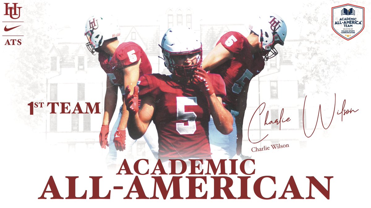 <a href="/chazwilson01/">Charlie Wilson</a> Fifth HU football player in program history to be named to the team, and the fIrst since 1998. The last HU football player named Academic All-American First Team was 1989. 24th SA in school history among all sports. You don’t have to go D1 to make the Big Time. #RDP