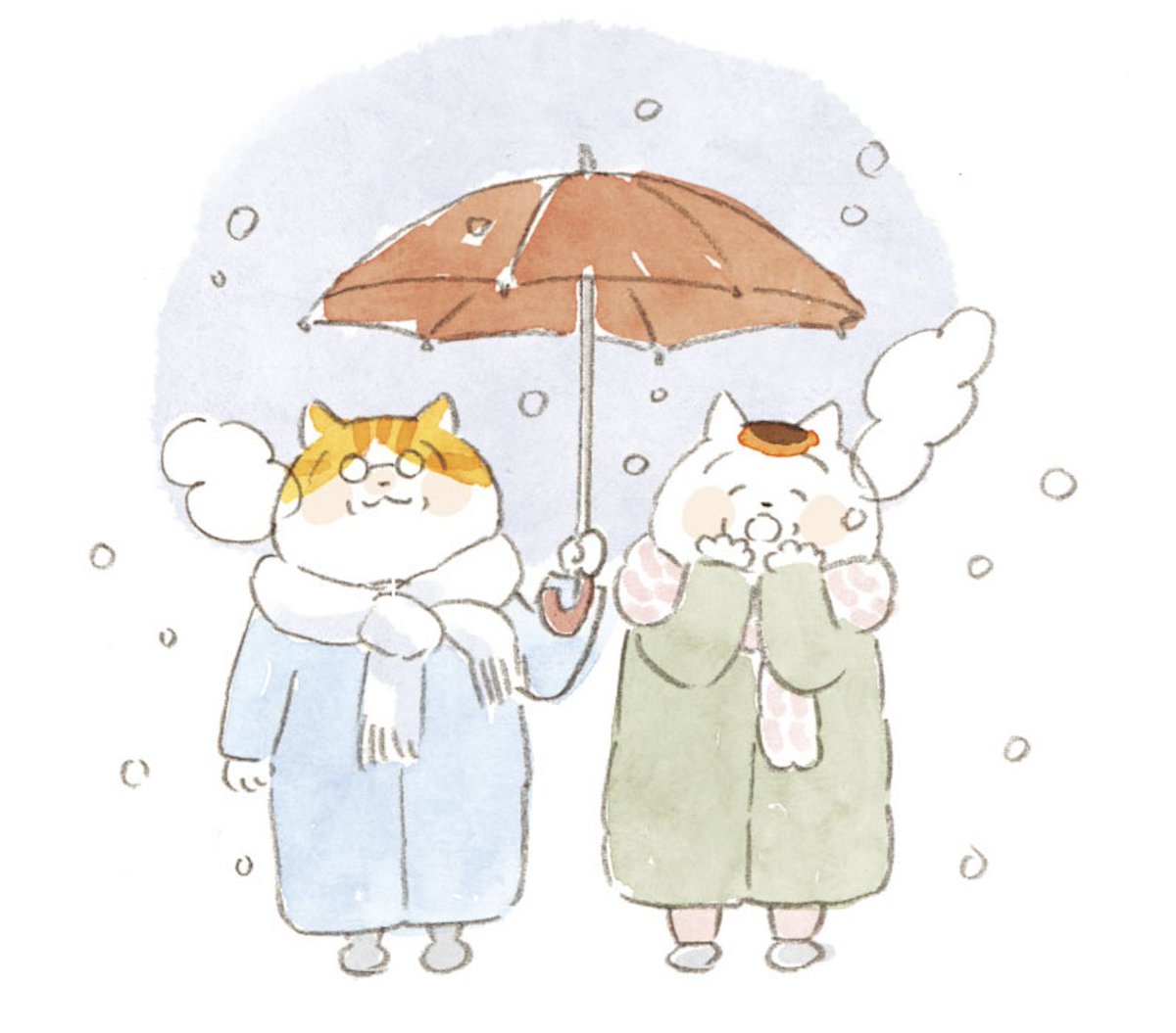 「こちらも雪です   #トラとミケ 」|ねこまき倉庫のイラスト