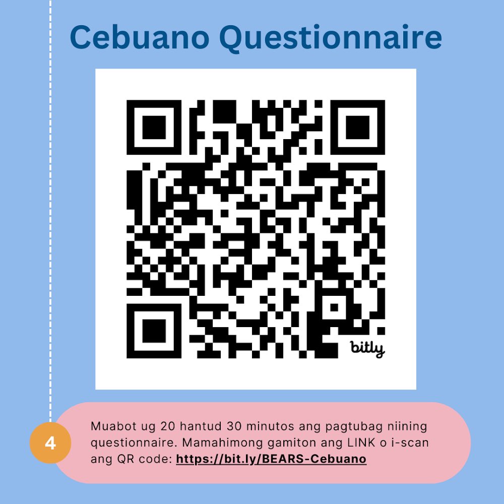 ‼️ Goals: We made this research to make taking the sleep history easy for MDs. This will also make parents share their child’s sleep history better. If you know anyone who can speak and understand bisaya, please share this questionnaire for them to answer. bit.ly/BEARS-Cebuano