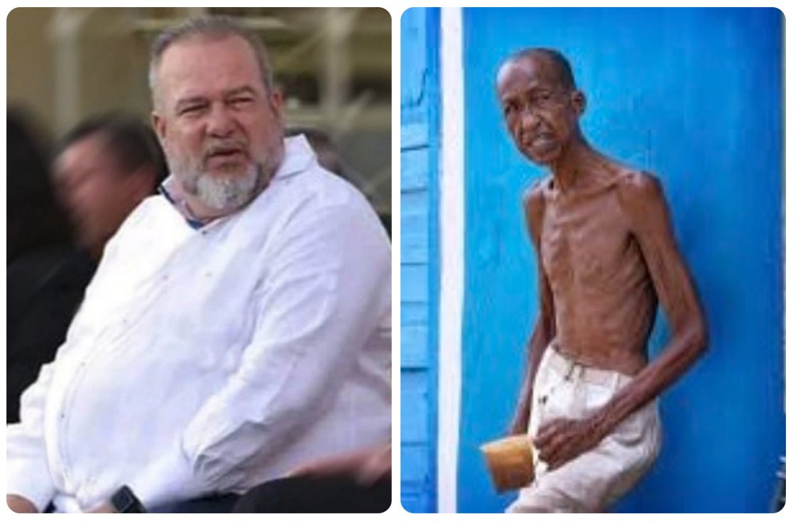 MayraDo57466678's tweet image. #Cuba
 El de la izquierda es Marrero Cruz, primer ministro de Cuba y el de la derecha es un ciudadano común, viviendo bajo la dictadura del gordo de la izquierda.