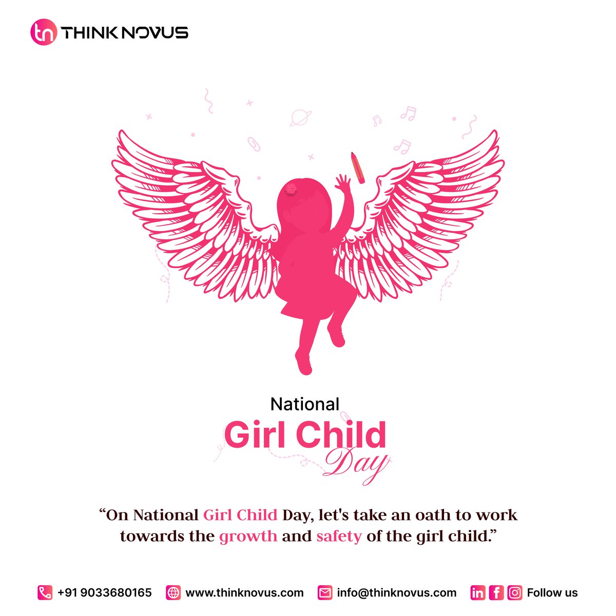 thinknovus's tweet photo. Empowering dreams, celebrating resilience. 

On National Girl Child Day, let's champion the rights, potential, and aspirations of every girl. 

💪👧🌟 #NationalGirlChildDay #EmpowerHerDreams #EqualityForAll https://t.co/Vd08GcWh1B