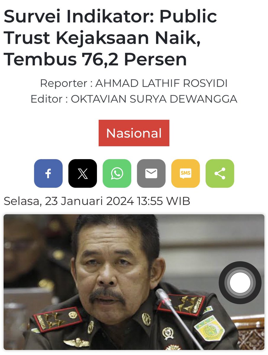 Ini sih udah kbukti gk kaleng2
Sngat wajar kepercayaan publik sampe 76,2% ke <a href="/KejaksaanRI/">Kejaksaan RI</a> krn emang gk ada lmbaga penegakkan hukum lain yg lbih serius drpd tim BlokM P21 buat negakin wujud supremasi hukum.
Dan kt jg gk boleh brhnti kritis thd mrka
rm.id/baca-berita/na…