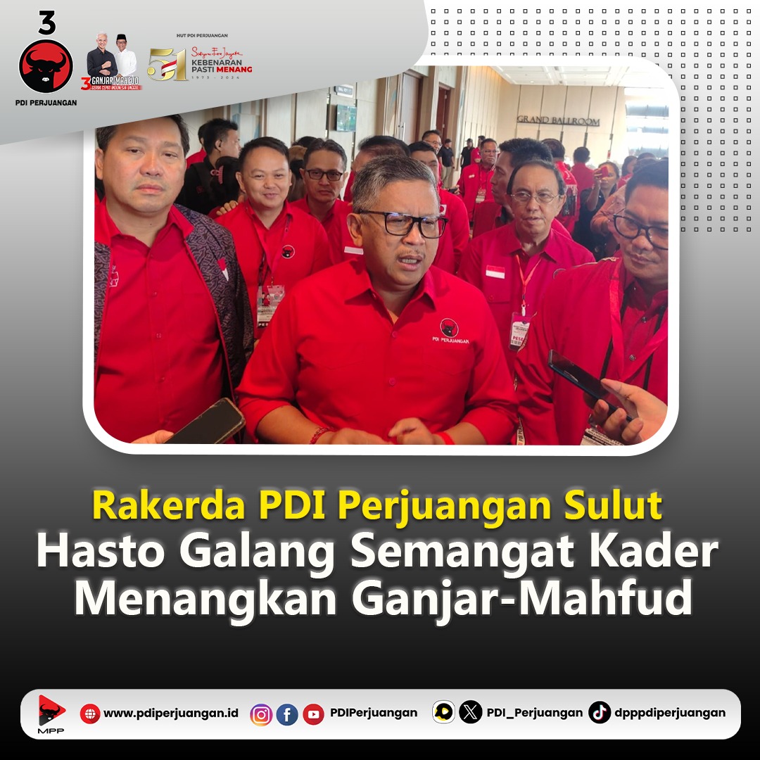 Jelang pencoblosan 14 Februari 2024, Hasto Kristiyanto memimpin semangat perjuangan kader PDI Perjuangan. Dalam Rakerda Sulut, Hasto berhasil memobilisasi kader untuk mendukung Ganjar-Mahfud, membakar semangat kader dan simpatisan Banteng di Sulut guna meraih kemenangan.