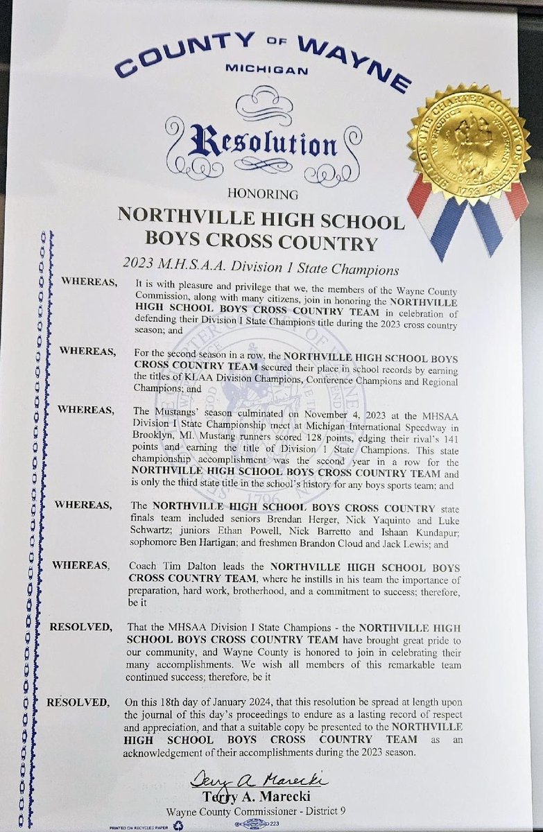 RunNorthville's tweet photo. The boys were celebrated for their State Championship a couple times over the past week. They deserve every bit of recognition!

*A HUGE thank you to Wayne County Commissioner Terry Marecki for a first class experience downtown Detroit at the Wayne County Commission board meeting https://t.co/3lHbrUuarU