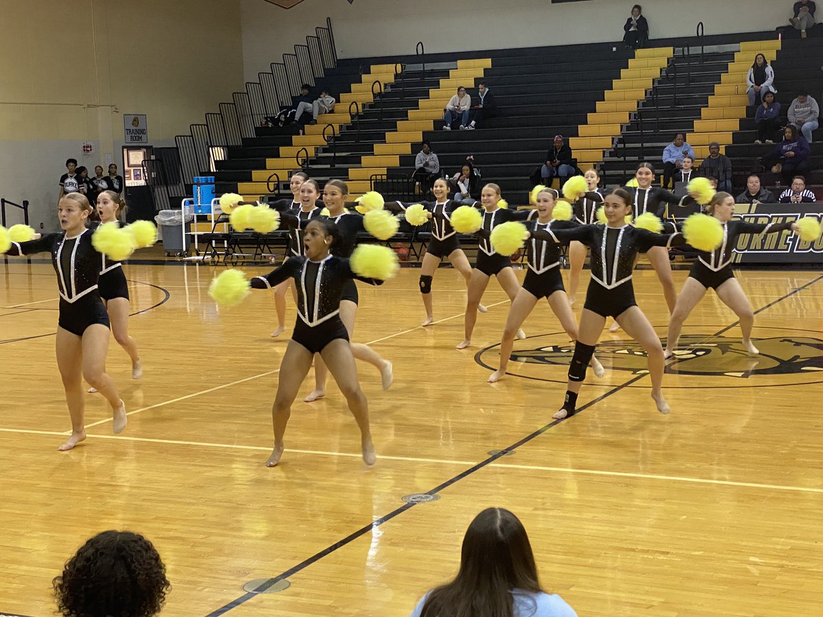 Burke Westview Dance Team showing us why they are one of the best dance teams in the state! Their Hip Hop is undefeated and we wish them the best as they travel to Orlando, Florida for Nationals next week! 🖤💛💙🧡 #BWDT <a href="/Burkedancerz/">B U R K E D A N C E T E A M</a>