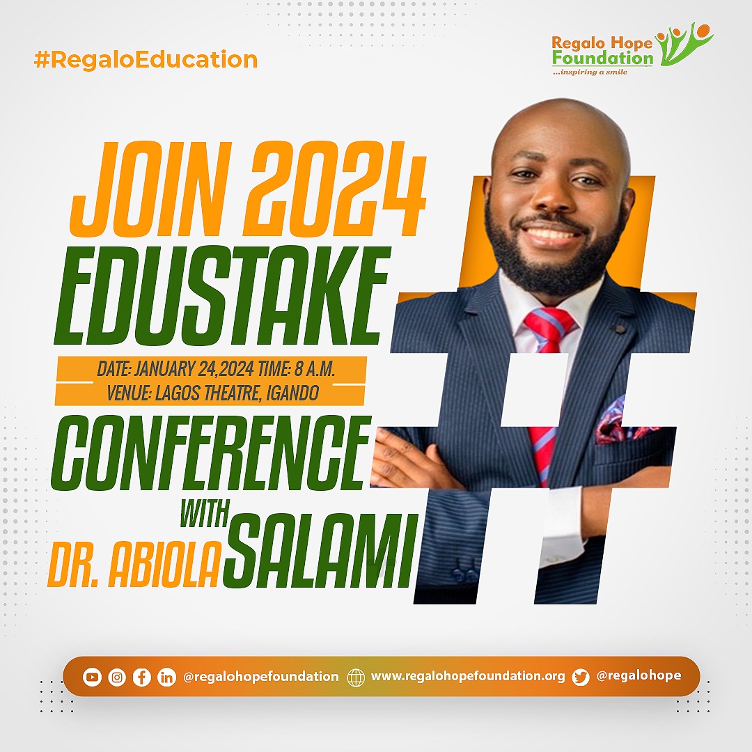 Edustake conference is an initiative of @RegaloHope and this conference is aimed at empowering educational stakeholders with valuable insights at enhancing their educational institutions.

Join me and other stakeholders as we discuss at the RHF Edustake conference 

#SDG #SDG4