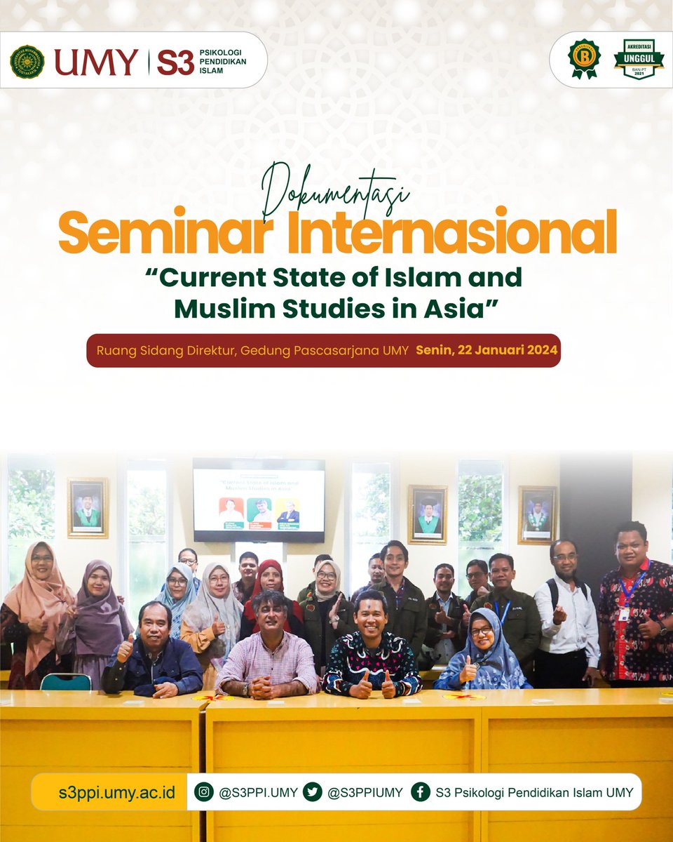 Telah terlaksana Seminar Internasional yang diselenggarakan
Seminar Internasional dengan tema “Current State of Islam and Muslim Studies in Asia"

Bersama Narasumber:
1. Dr. Abdul Haque CHANG
2. Prof. Dr. Muhammad Azhar, M.A. 
3. Dr. Hasse Jubba, M.A