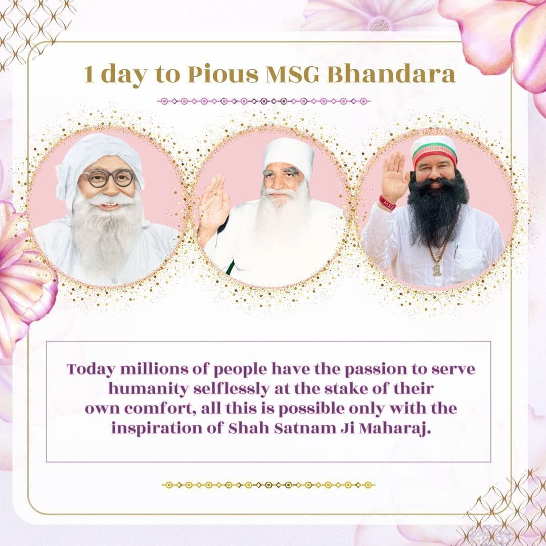 Only #1DayToIncarnationDay MSG Bhandara of Shah Satnam Ji Maharaj,who always taught us about humanity work. Dera Sacha Sauda volunteers celebrate this whole January month by doing many humanitarian works with the guidance of Saint Gurmeet Ram Rahim Ji.