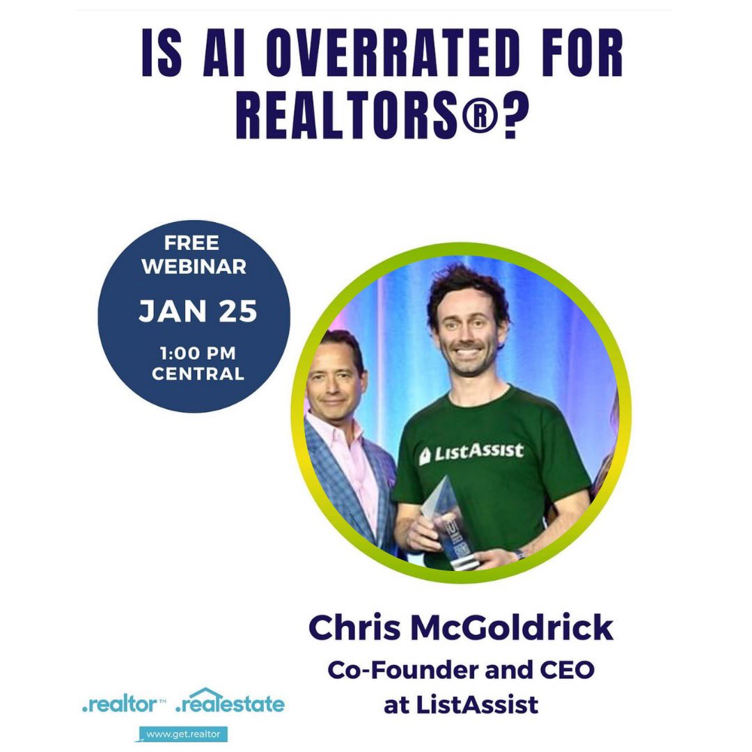 Chris McGoldrick (@cpmcgoldrick) on Twitter photo Can't wait to show off ListAssist's HomeSearch product this week with <a href="/nardotrealtor/">National Association of REALTORS®</a> and their more than 1.5 million members!
You can register here:
realtors.zoom.us/webinar/regist…
#nar #proptech #realestate Can't wait to show off ListAssist's HomeSearch product this week with <a href="/nardotrealtor/">National Association of REALTORS®</a> and their more than 1.5 million members!
You can register here:
realtors.zoom.us/webinar/regist…
#nar #proptech #realestate