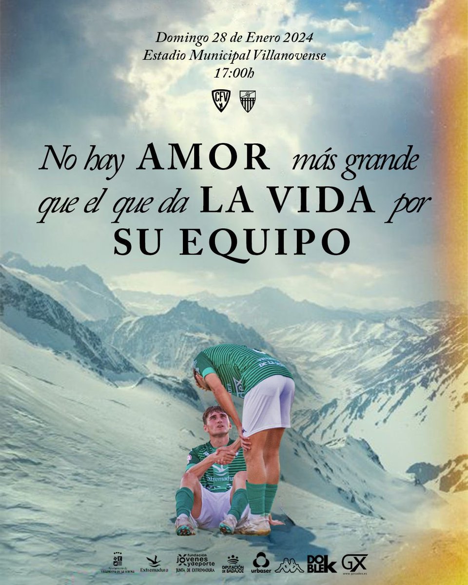 cfvillanovense's tweet photo. La Sociedad sobre el Verde🤝🏼💚

🆚 @lagimnastica 
🗓️ Domingo 28 de Enero
🏟️ Estadio Municipal Villanovense 
🕔 17:00h

#avantivillano
#PorTi https://t.co/kcu96dBcUr