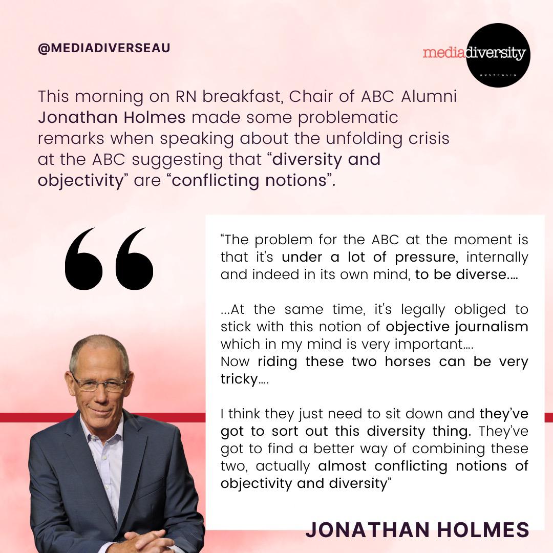 Our thoughts on Jonathan Holmes’ remarks on ABC RN this morning: 'Why Diversity Is Not An Oxymoron To Objectivity' 👇🏽 #JonathanHolmes #NoFearNoFavour #MDAExplainer