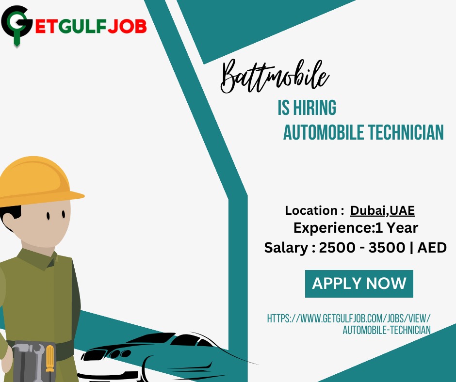 Automobile Technician
We are seeking an experienced and reliable Onsite Technician to join our team.
getgulfjob.com/jobs/view/auto…
#Getgulfjob #CorporateClients #JobOpportunity #UAEBusiness #UAEJobs #DubaiCareers #JobOpening #HiringNow #jobsindubai #TechniciansJobs #UAEjobs