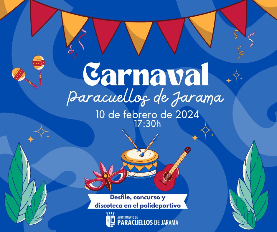 El desfile y concurso de disfraces del Carnaval 2024 será el sábado 10 de febrero en el Polideportivo paracuellosdejarama.es/es/noticias/20…