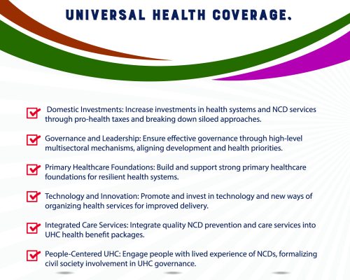We as an alliance are calling on all advocates to call for people-centered decision making which implies the meaningful involvement of PLWNCDs in the #UHC plans and processes which should be considered by our local and national leaders. Let's amplify these key advocacy messages.