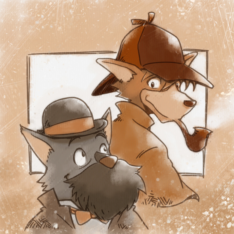 hat smoking pipe multiple boys 2boys furry male furry male focus  illustration images