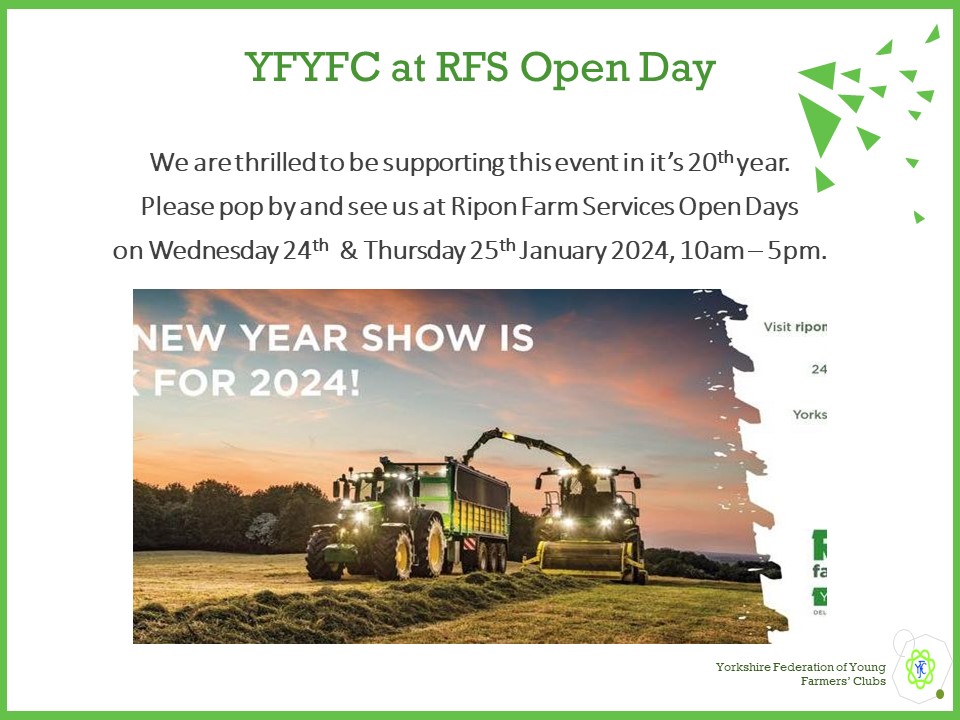 Please drop by to see us on our stand @RiponFarmServ Open Days. We've had a sneaky peak at all the agricultural kit - it's going to be a great show!