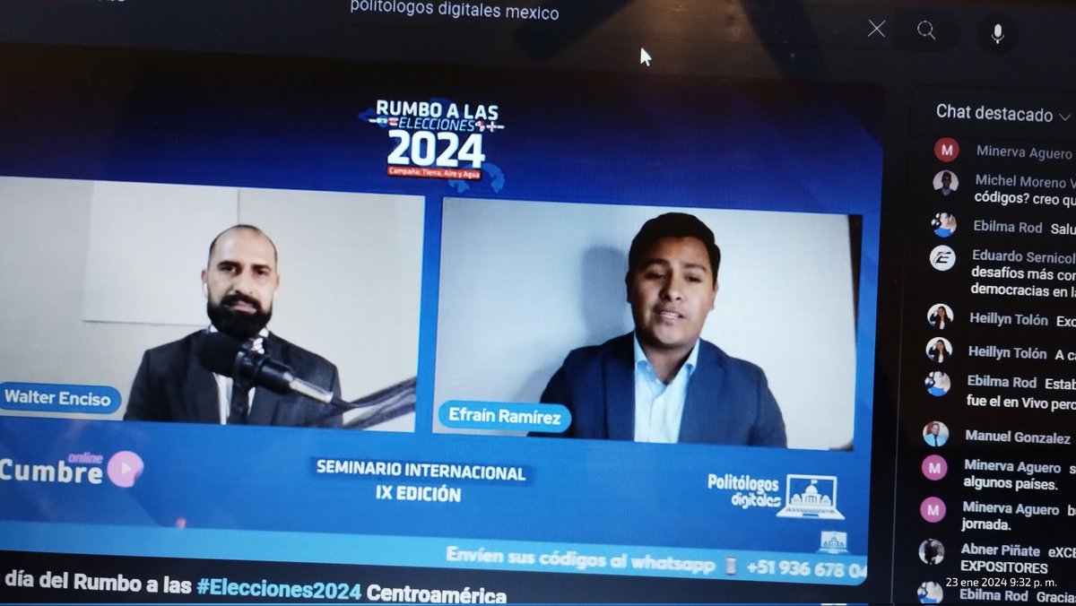 Fue una grandiosa tarde de aprendizaje, gracias a los ponentes y a <a href="/efrainramirezmx/">Efraín Ramírez</a>, <a href="/walterencisoco/">Walter Enciso</a> por su moderación. Saludos a todo el equipo de <a href="/PolitologosD/">Politólogos Digitales</a> desde Chiapas, México.