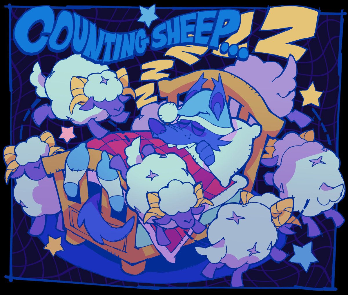 sleeping pokemon (creature) no humans nightcap pillow sheep star (symbol)  illustration images
