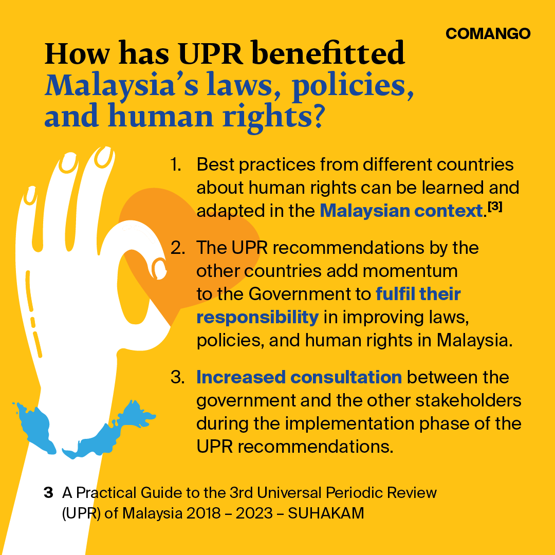 uprmalaysia's tweet photo. The UPR is a crucial process for other stakeholders, including civil society organisations, to engage with and advocate to the government to better uphold human rights obligations https://t.co/yaVFWEfJeT