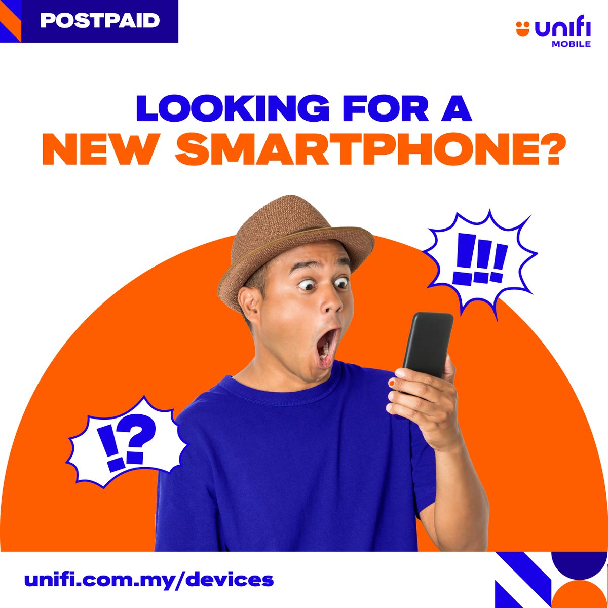unifi's tweet image. Looking for a new SMARTPHONE priced low as RM69?? Look no further! All you need to do is subscribe to the Unifi Postpaid Plan at RM69/month! Then you can pick your ideal SMARTPHONE. 

What are you waiting for? Get it now at unifi.com.my/devices 

#UNI5G #UnifiMobile #Postpaid