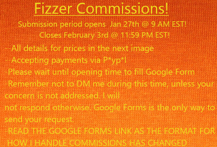 HeroicFizzer's tweet photo. The next comm submission cycle will begin on the 27th and end on February 3rd! The Form and full details will be made available on opening day! But here are the sales for that period to consider. https://t.co/Q4BKB8zVcx