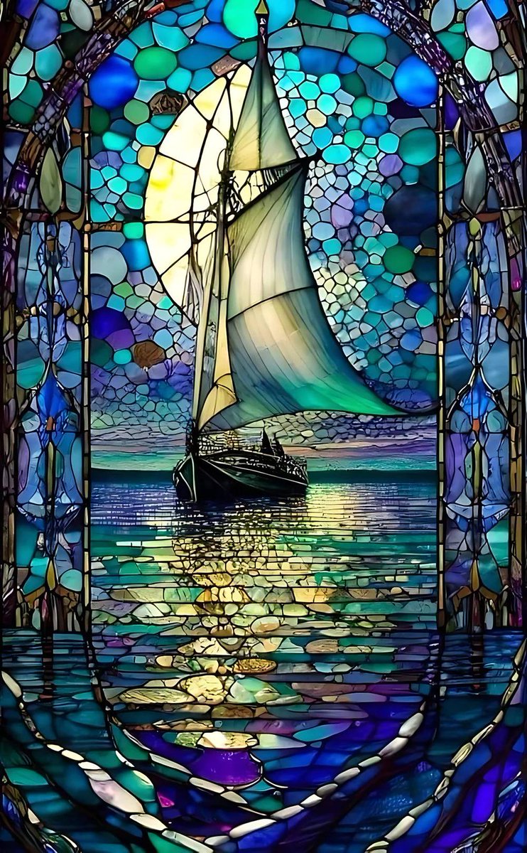 STAINED GLASS BOAT