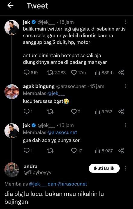 <a href="/tanyakanrl/">Tanyarl 💚</a> warga stang jek tuh emang lucu lucu 😭😭😭