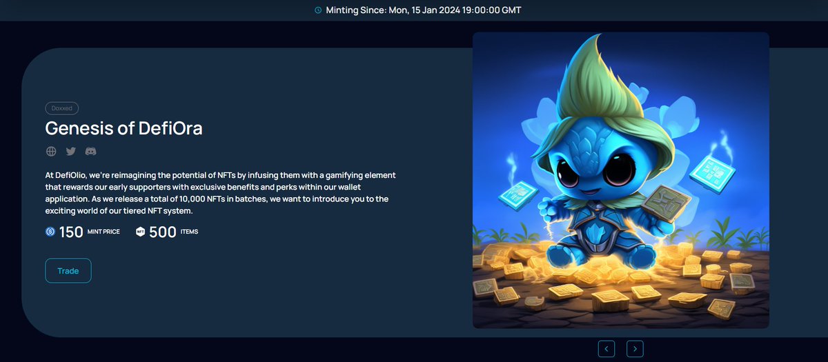 🔥#LFG DefiOlio!🔥
 
Wave 1 of our Genesis of DefiOra NFT Collection is MINTED OUT! 🥳🎉

Brace yourselves for some price action on the secondary market folks, because that is now the only way you can get your hands on a GOD! 👀💎

We couldn't have done this without you all!