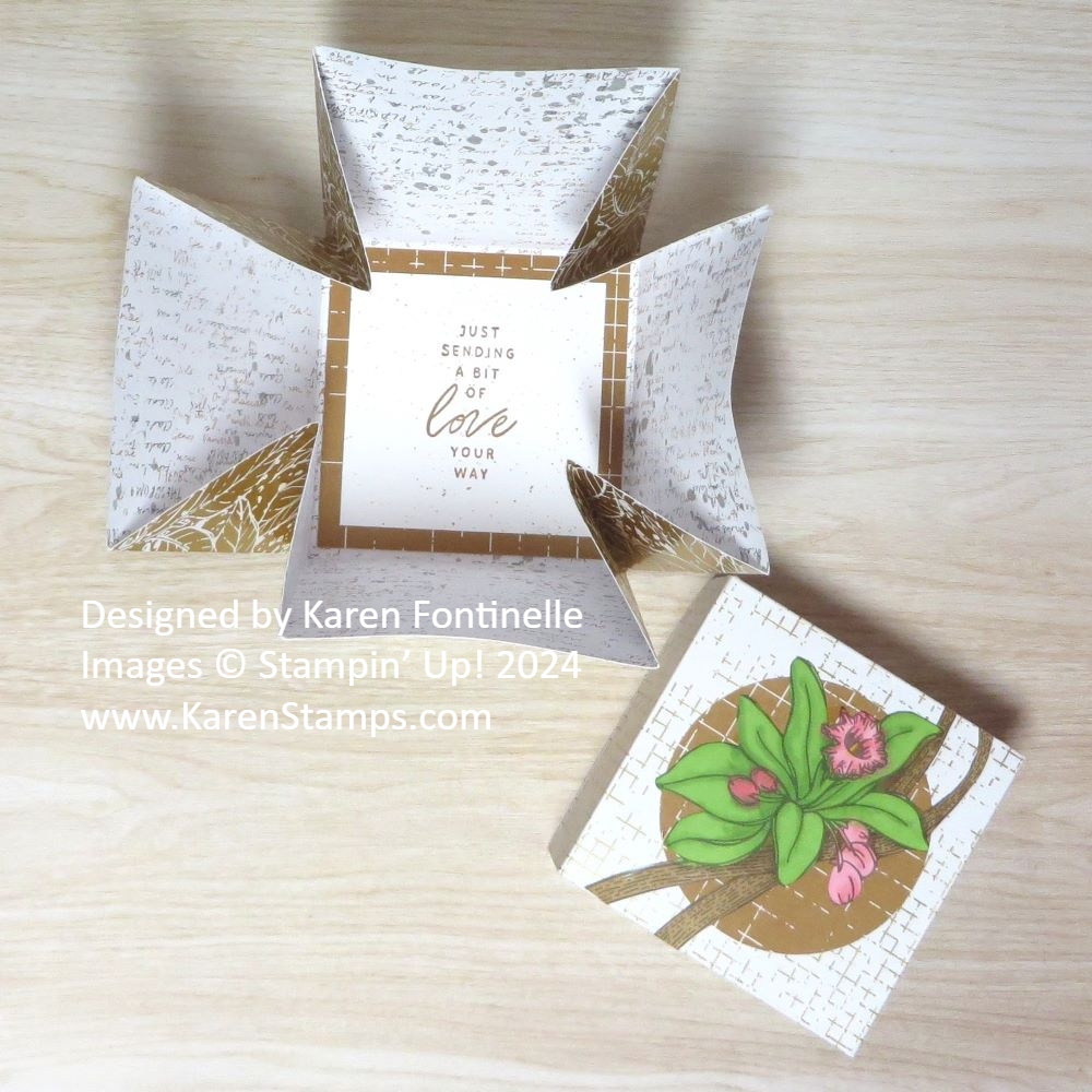 KarenStamps's tweet image. Make this fun explosion box with the Nature's Sweetness Designer Paper from Stampin' Up! Put a little gift or treat inside and when the lid is removed the box pops open. karenstamps.com/natures-sweetn… #stampinup #explosionbox #treatbox #designerseriespaper #papercrafting #giftbox #box