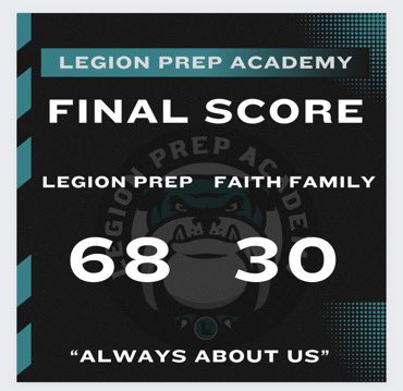 FINAL: Legion, 68. Faith Family (TX), 30.

#WeAreLegion ✖️🖤🤍🐶