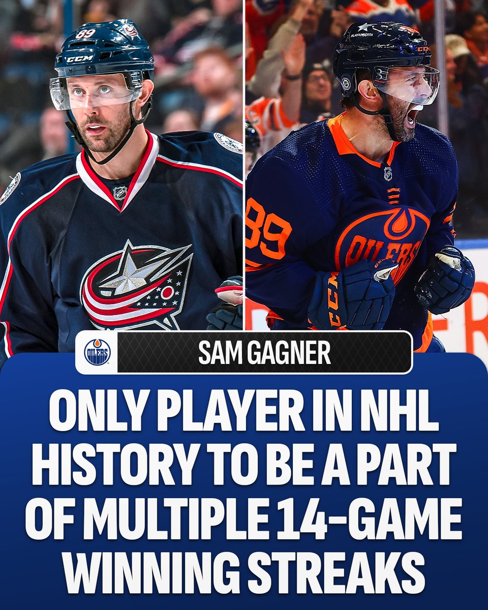 NHL's tweet photo. Winner! Gagner! 🙌

Sam Gagner (@89SGagner) makes NHL history as the @EdmontonOilers win their 14th straight game! https://t.co/0sIvHntF2X