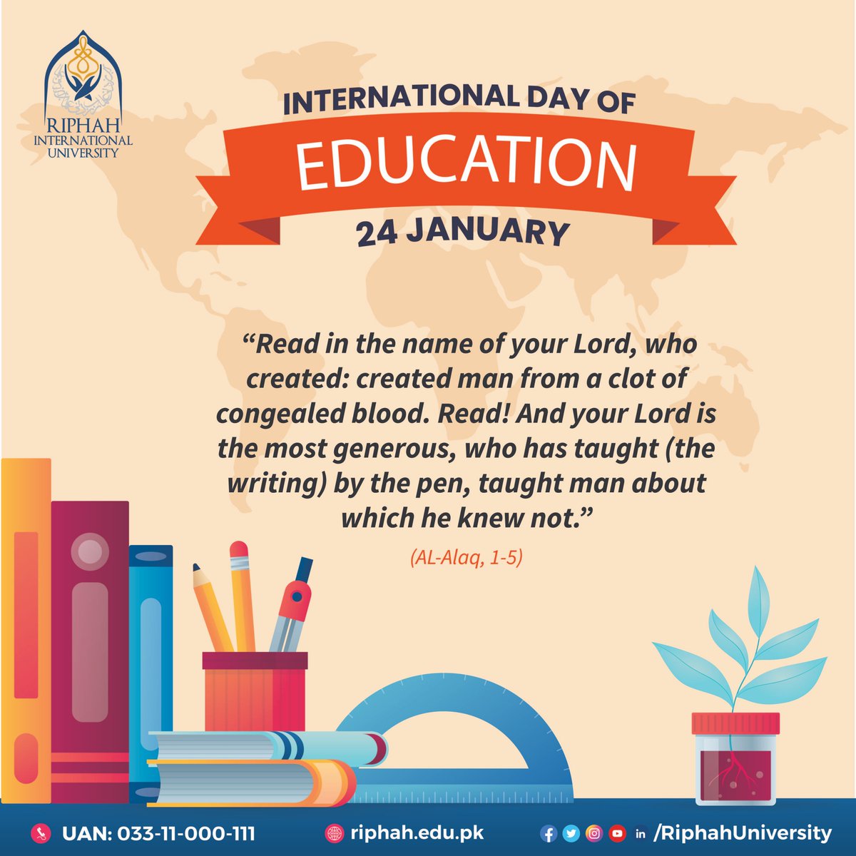 On this International Day of Education, Riphah International University reaffirms its commitment to nurturing students into exemplary Muslims and productive individuals, guided by the profound teachings of Islam. #WorldEducationDay #RiphahInternationalUniversity…