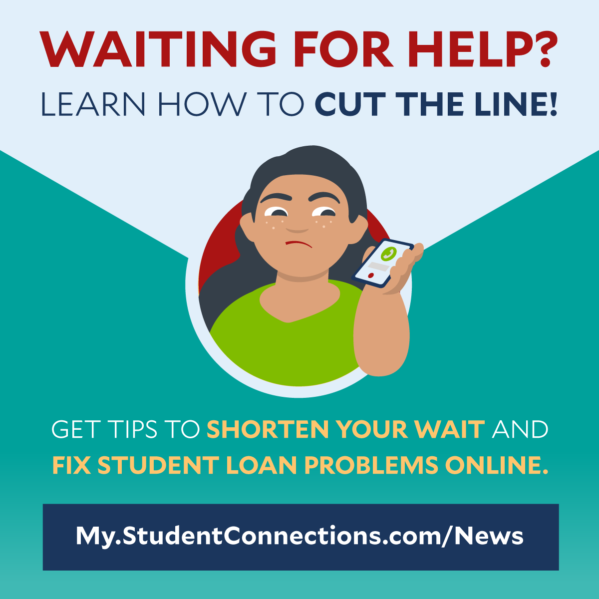 StuConnections's tweet photo. Student loan servicers can’t keep up with the high number of calls from confused and frustrated borrowers. That’s sent hold times skyrocketing. Fortunately, there are ways to reduce your wait or avoid a call in the first place. Learn more at https://t.co/87IiXc4DWt https://t.co/vVXxHcqK5S