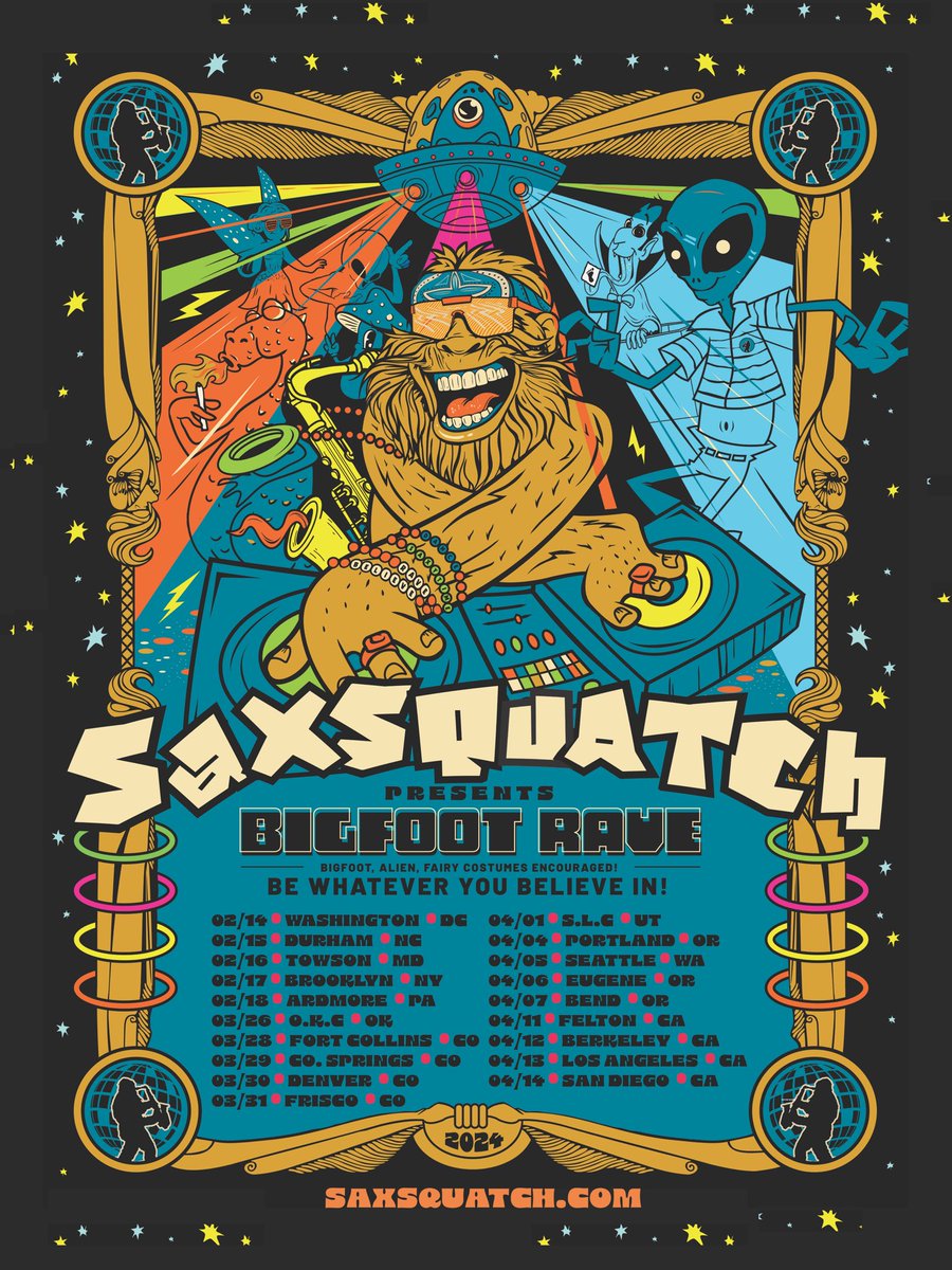 My Biggest Tour!! Come Rave with me Coast to Coast!! 
#rave #saxsquatch #bigfootrave