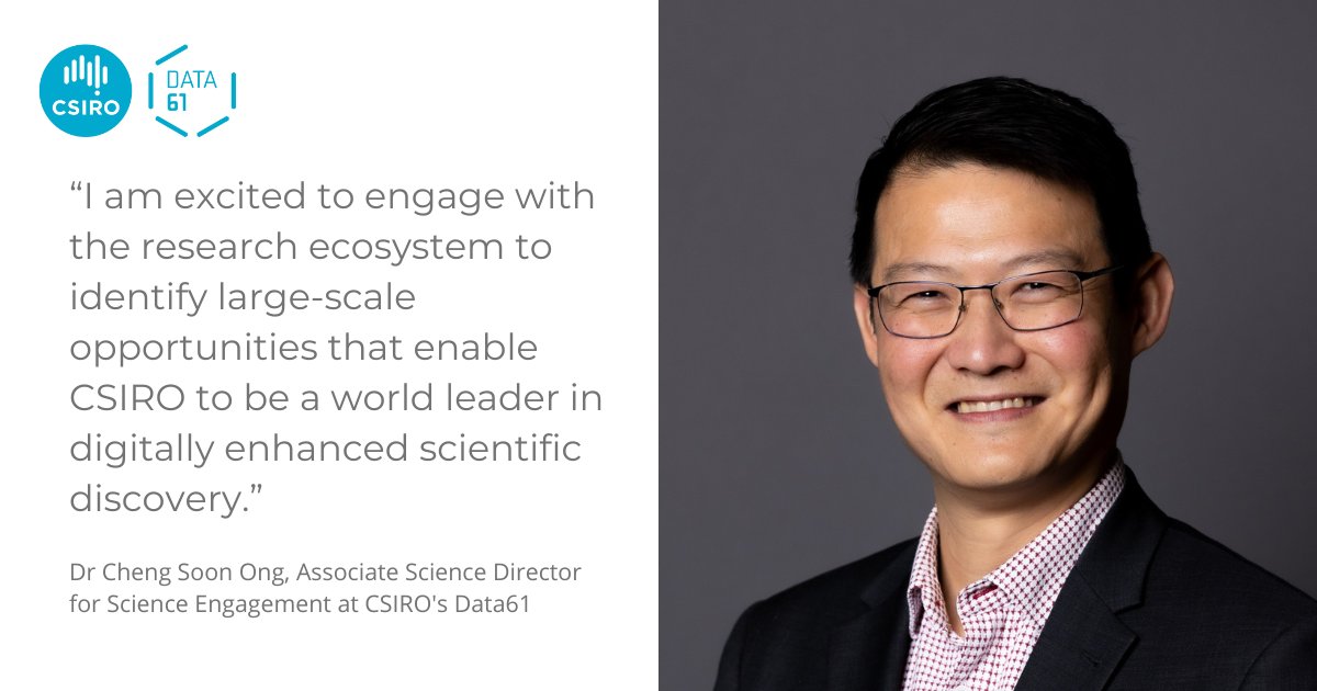 Congratulations Dr Cheng Soon Ong, who has recently been appointed as our new Associate Science Director for Science Engagement 👏 Connect with Cheng Soon: people.csiro.au/O/C/Cheng-Soon…