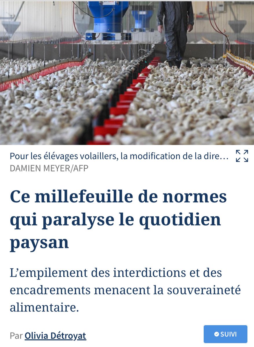 3 articles à lire ⤵️ 
✅Ce millefeuille de normes qui paralyse le quotidien paysan lefigaro.fr/actualite-fran…
✅ «L'UE tue ses vaches, nous importons de la viande du Brésil» <a href="/AnneCSuzanne/">Anne Cécile Suzanne</a> lefigaro.fr/vox/economie/l…
✅Les 10 raisons de la colère des agriculteurs lefigaro.fr/actualite-fran…