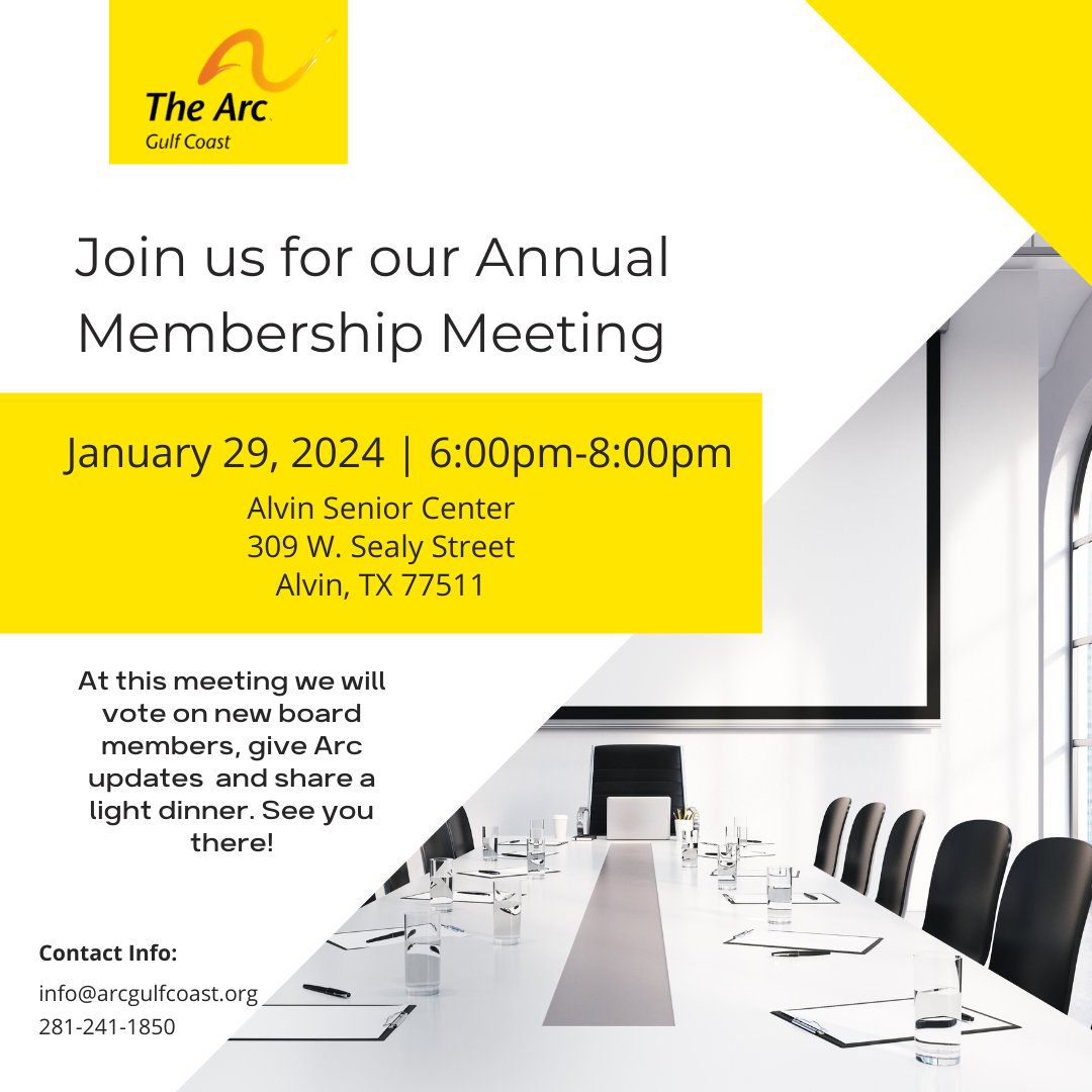 Hope to see you at our annual Membership Meeting! If you're not a member yet, no worries! Annual membership fee is only $15 and can be taken at the door.