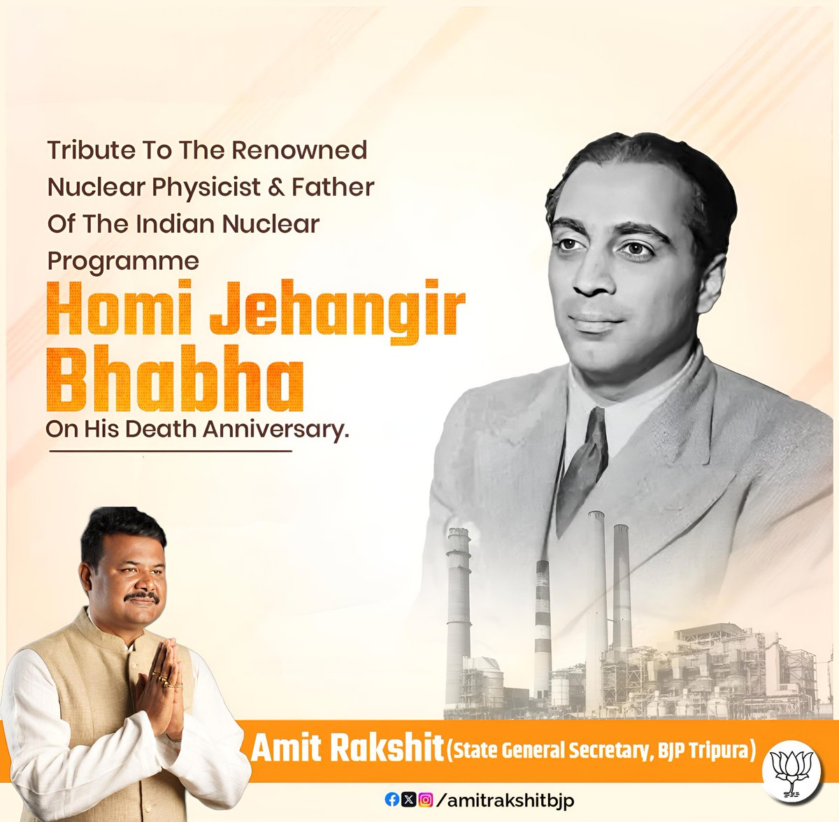 Paying homage to Homi J. Bhabha on his death anniversary, the architect of India's nuclear program. His groundbreaking work continues to fuel India's progress in science and technology.

We honor his enduring impact in pushing the frontiers of knowledge.
#HomiBhabha