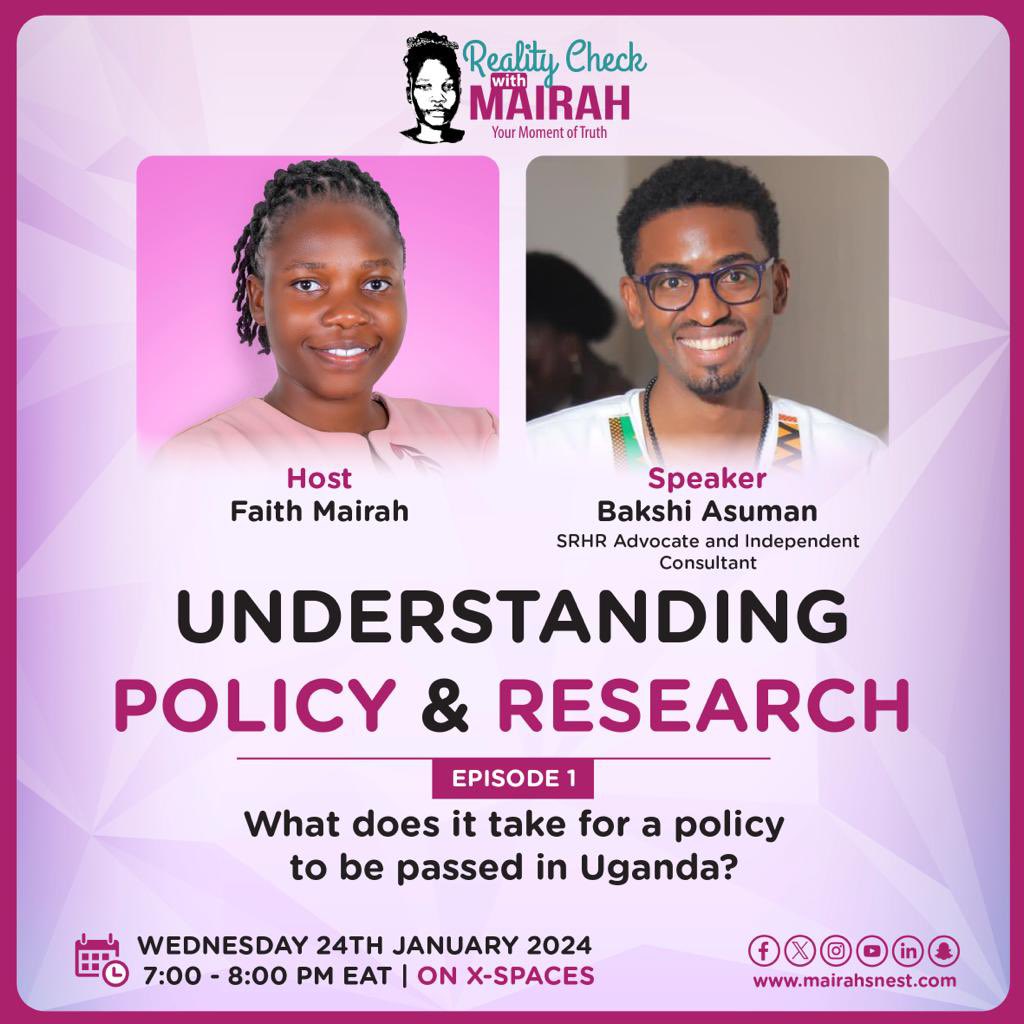 Today! Na Today! my people 🥳🥳🥳

It’s Wednesday 24th and I can’t wait to have you all in this maiden discussion.

Kindly plan to join us with a friend or neighbor at 7pm and let’s learn together.
#RealityCheckwithMairah 
#EveryFortnight