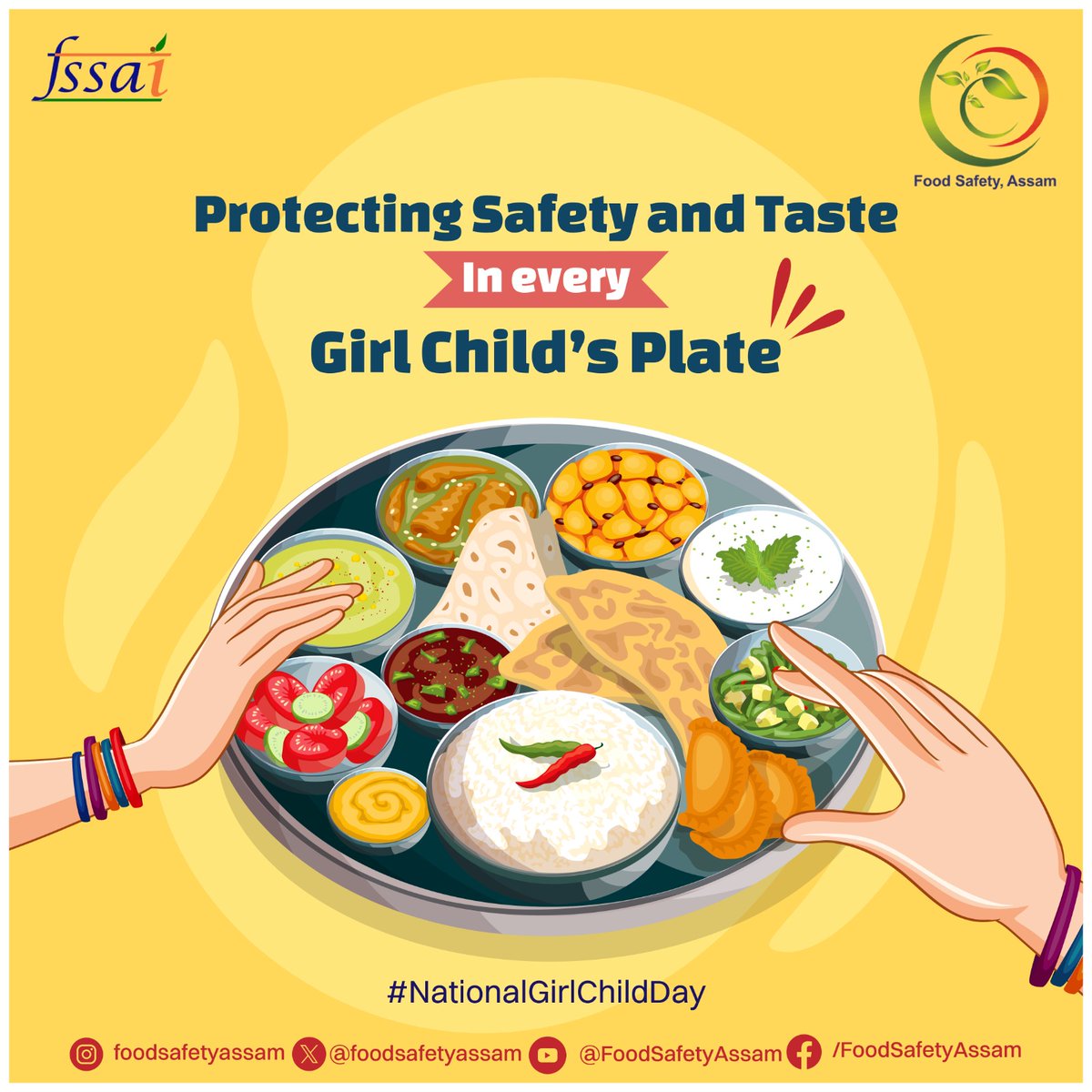 Empowering our girl children for a brighter tomorrow, through a healthy and safe plate of food. 🍛

Happy National Girl Child Day! 👧🏻

#NationalGirlChildDay #EmpowerHer #GirlPower #FoodSafetyAssam #FSSAI #foodawareness #foodsafetyfirst #foodtesting