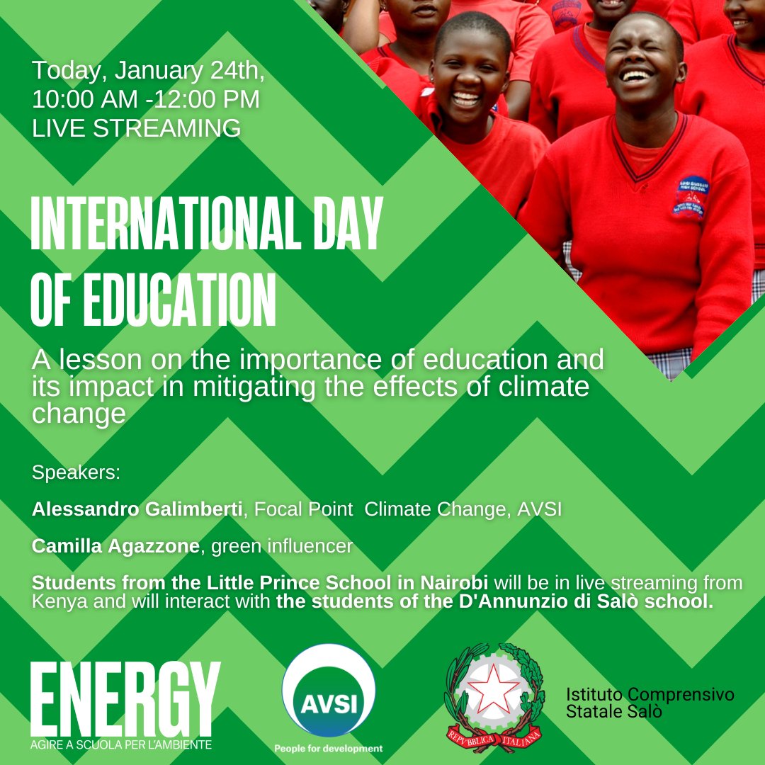 AntoMasuri's tweet photo. Accade oggi!
Ci collegheremo dalla scuola Little Prince nella baraccopoli di Kibera per la Giornata Mondiale dell'Educazione.
#WorldEducationDay #sostegnoadistanza #AVSIKenya #AVSI #avaid https://t.co/3o9WwHuyb4