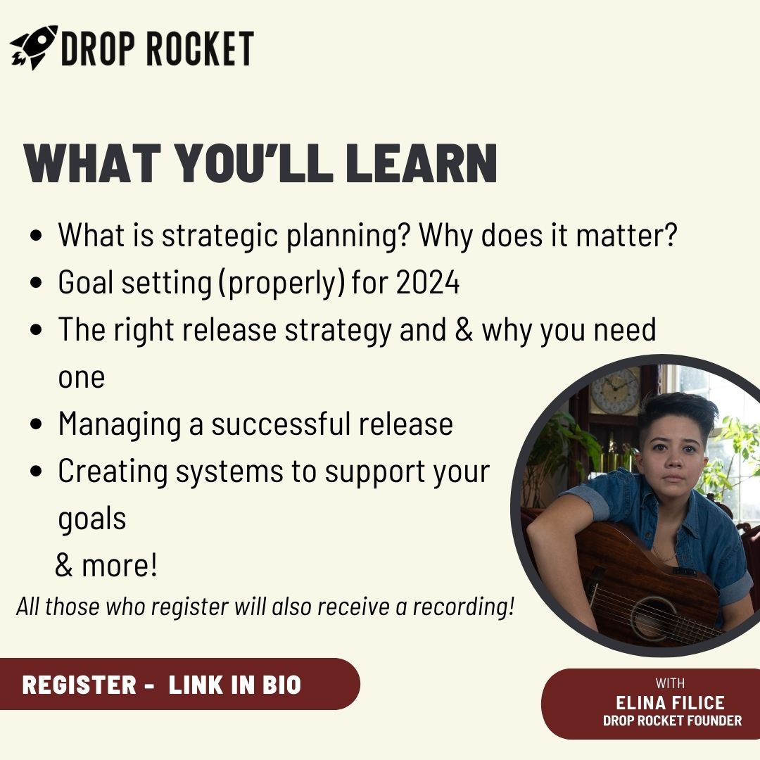 The start of the year is a GREAT time to do some strategic planning and goal setting for the coming year. That’s why we put together this free training for you all about goals, systems, and release strategies you need for 2024. Learn more & Register here! droprocket.app/free-training