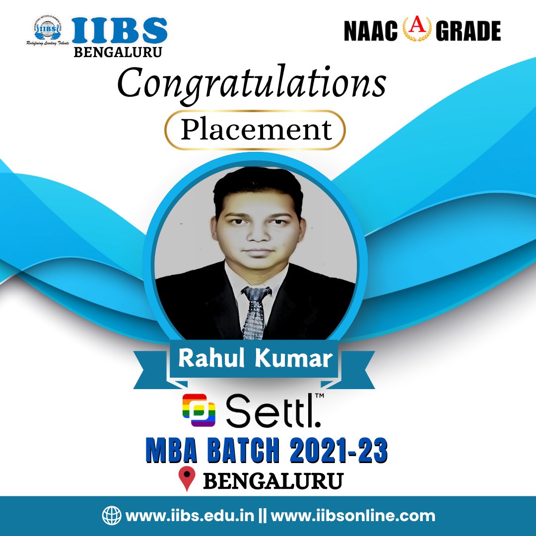 iibsonline's tweet photo. Congratulations Rampure Awant Raju, from the MBA Batch 2021-23, IIBS Bengaluru has secured a placement at Settl. Our warmest wishes for the future.
#Placement #SuccessStory #jobs #Career #MBA #IIBSBengaluru #Settl #NewBeginnings #Achievements #Learning #Bschool https://t.co/VNNVnUKXGF