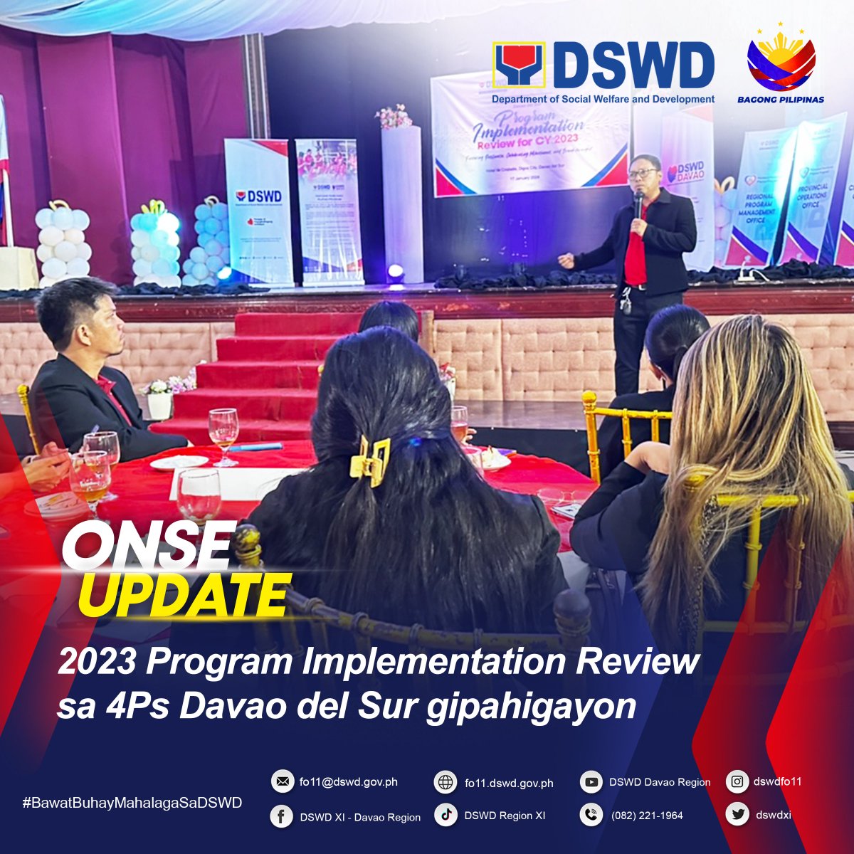 dswdxi's tweet photo. 𝟮𝟬𝟮𝟯 𝗣𝗿𝗼𝗴𝗿𝗮𝗺 𝗜𝗺𝗽𝗹𝗲𝗺𝗲𝗻𝘁𝗮𝘁𝗶𝗼𝗻 𝗥𝗲𝘃𝗶𝗲𝘄 𝘀𝗮 𝟰𝗣𝘀 𝗗𝗮𝘃𝗮𝗼 𝗱𝗲𝗹 𝗦𝘂𝗿 𝗴𝗶𝗽𝗮𝗵𝗶𝗴𝗮𝘆𝗼𝗻
Read more: https://t.co/EAdquuvKww
Walang maiiwan sa Bagong Pilipinas!
#BawatBuhayMahalagaSaDSWD https://t.co/s2Uq1VD01I