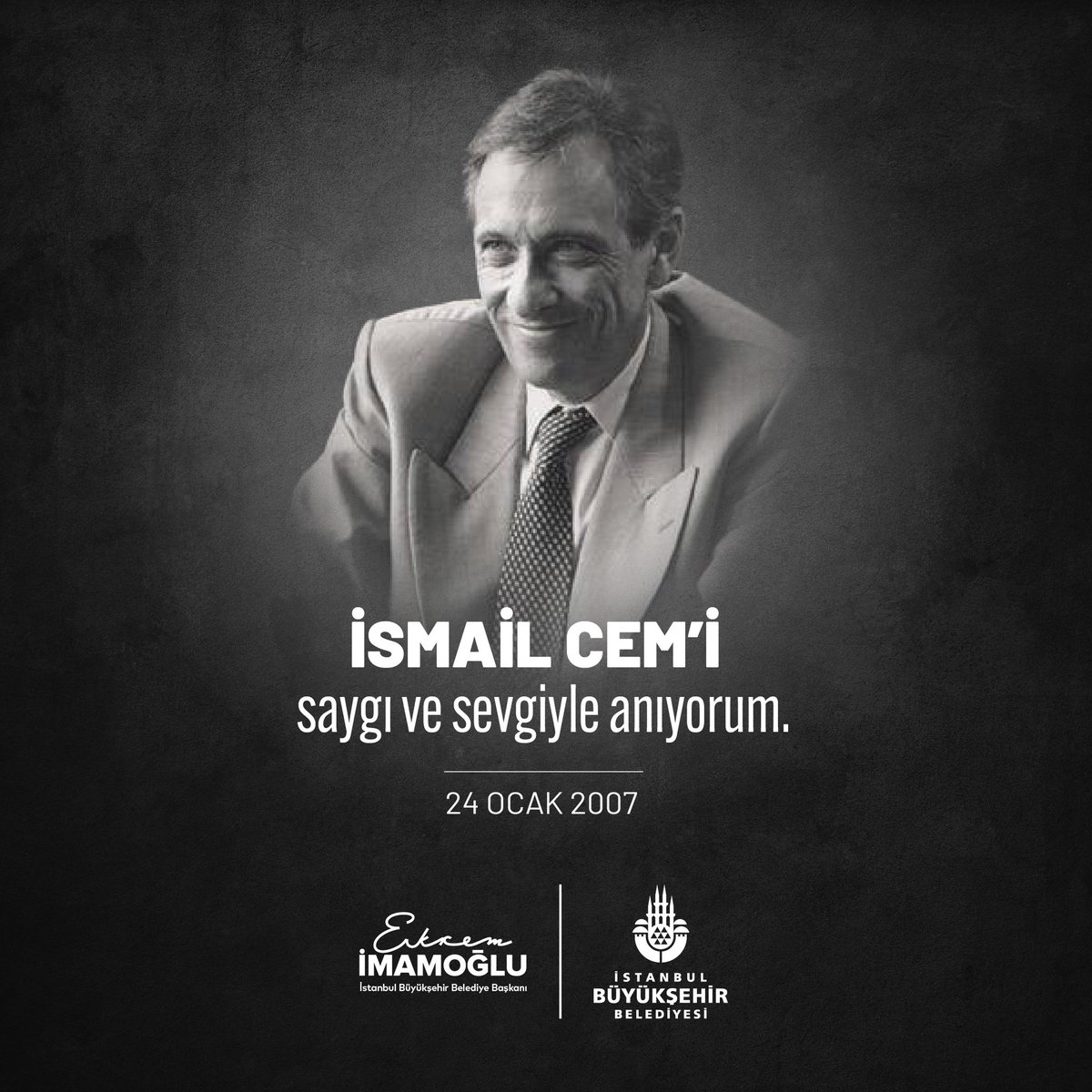 ekrem_imamoglu's tweet photo. Yolumuzu aydınlattılar, erdemli ve çalışkan şahsiyetleriyle halkın sevgisine mazhar oldular. 

Cesur gazeteci Uğur Mumcu’yu, halkına sevgiyle bağlı Emniyet Müdürü Gaffar Okkan’ı ve onurlu siyasetçi İsmail Cem’i saygı ve sevgiyle anıyorum. https://t.co/uFp0bGE65p