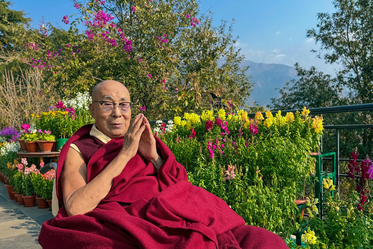 HHDL enjoying the morning sun on the veranda of his residence in Dharamsala, HP, India on January 24, 2024. Photo by Ven Tenzin Jamphel