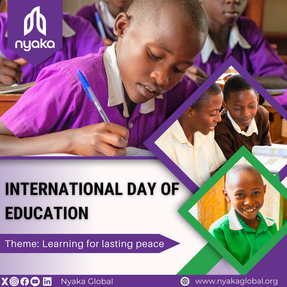 Nyaka joins the world in celebrating #InternationalDayofEducation! 

We reaffirm our commitment to providing quality education to vulnerable children so they can learn, grow, and thrive, becoming peaceful citizens in society.

#NyakaLearners @UNESCO @unescoug