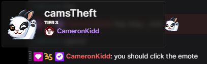 I was telling chat about how many people have stolen my emotes over the years and its such a headache to deal with. 

Thank you @cameronjkidd 🤣